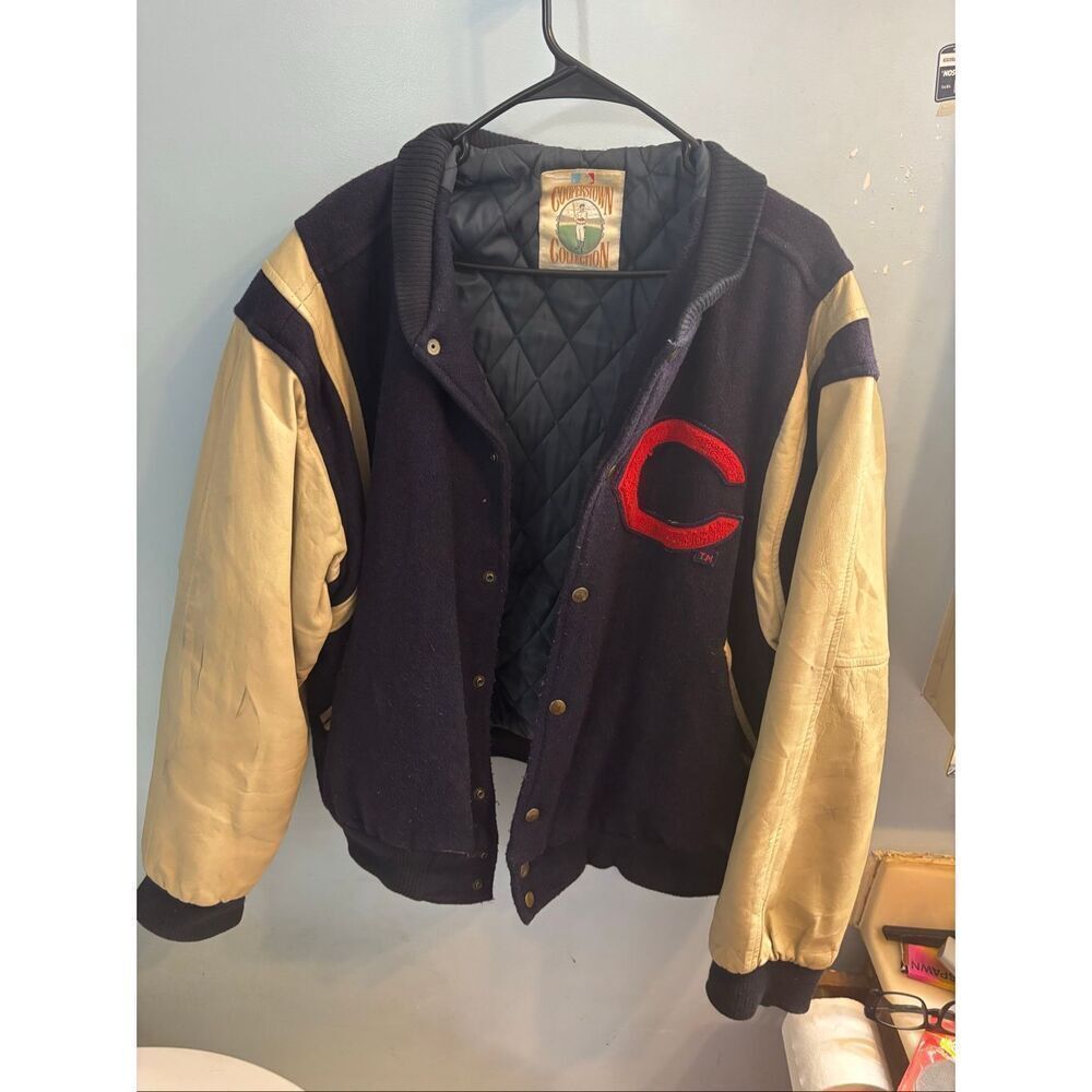 Vintage 90’s Cleveland Indians MLB wool and leather varsity jacket size large